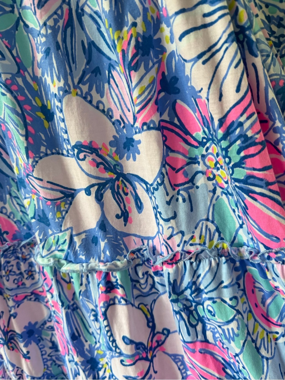 Lilly Pulitzer Blue & Pink Floral Tiered Mini Dress - Picture 2 of 4